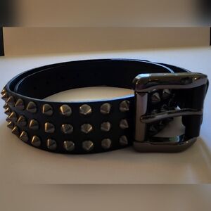 Burberry London Black Leather Belt Studded Spikes Womens XS (3)